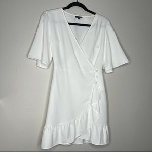 TOPSHOP White Wrap Ruffle dress
